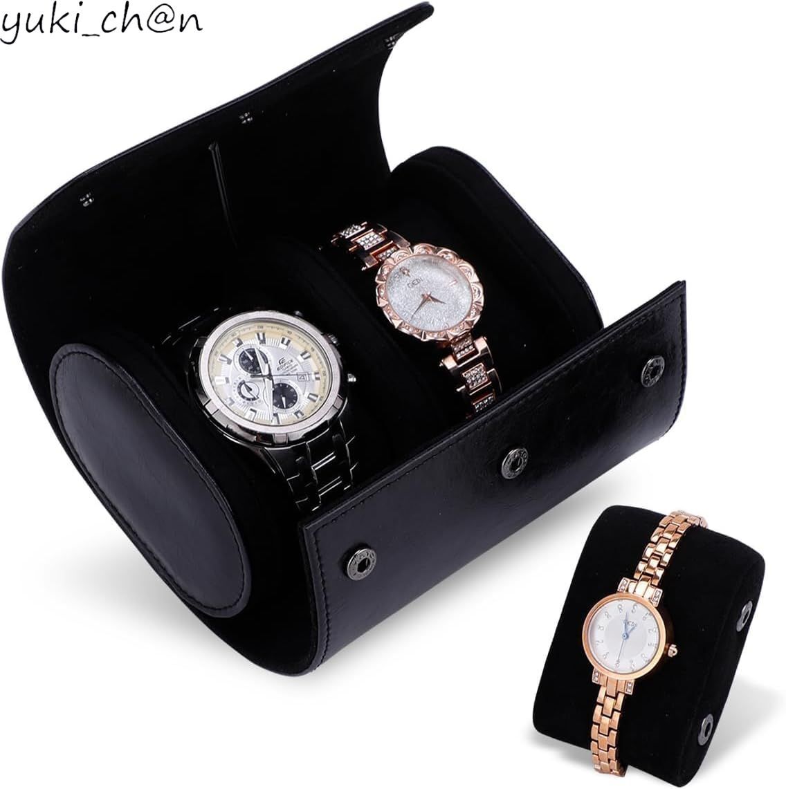 時計ケース 腕時計ケース 2本収納 防水 耐衝撃 高級PUレザー 旅行 出張用 プレゼントに最適 ブラック 2本用拍卖