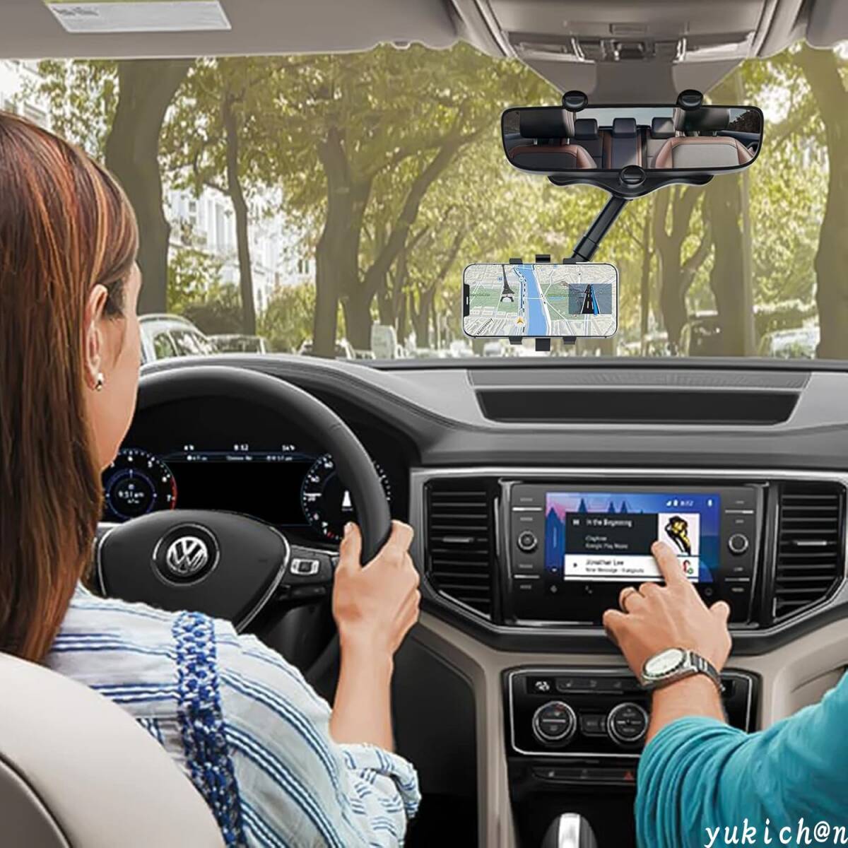 スマホホルダー 車 業界新型 ルームミラー専用 伸縮アーム スマホホルダー ミラー用 携帯ホルダー リアビュー ミラー スマートフォンホルダ拍卖