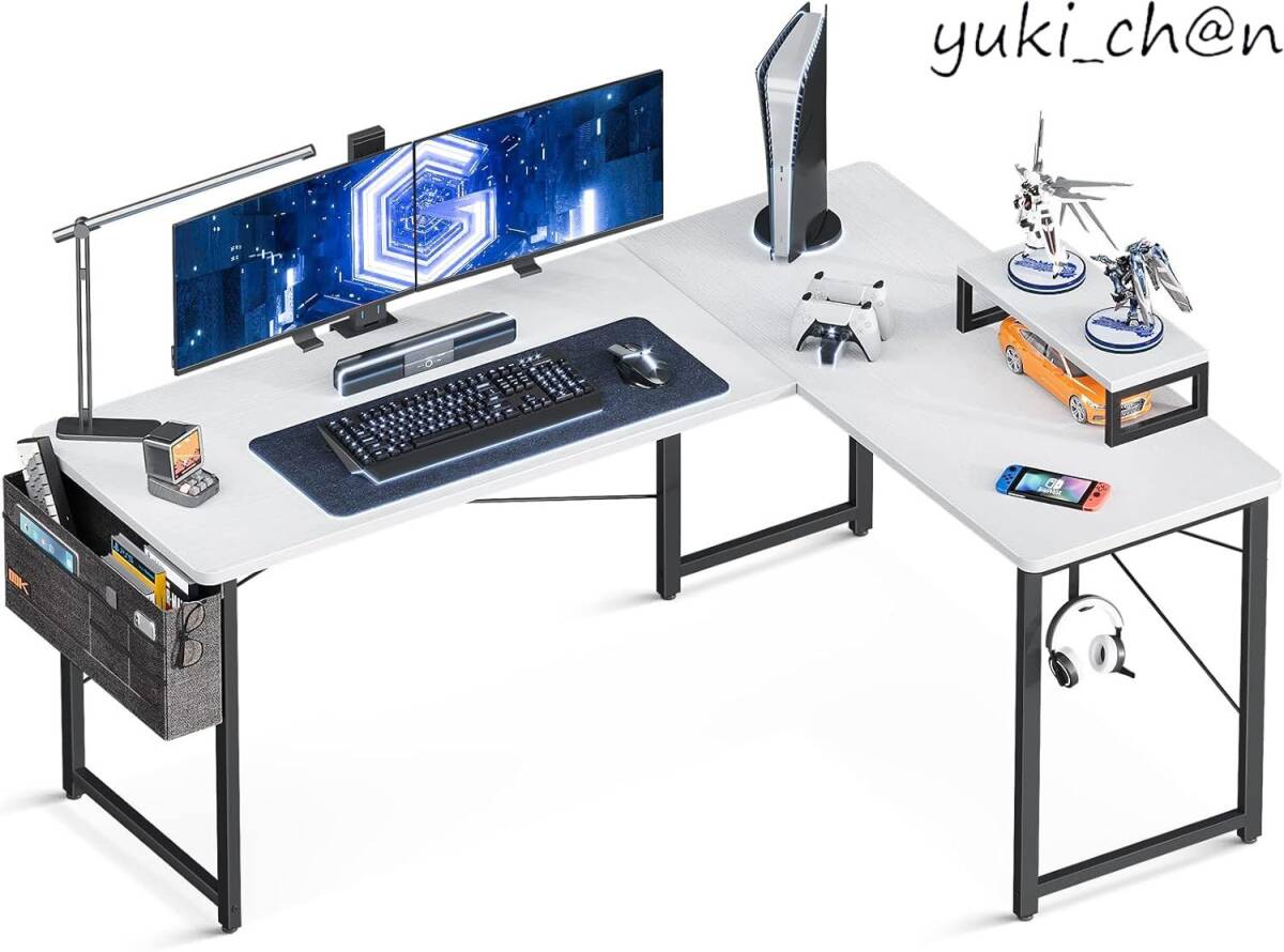 l字デスク パソコンデスク ゲーミングデスク L字型 幅146cm×奥行120cm desk オフィスデスク 在宅勤務 書斎 組立簡単 ホワイト拍卖