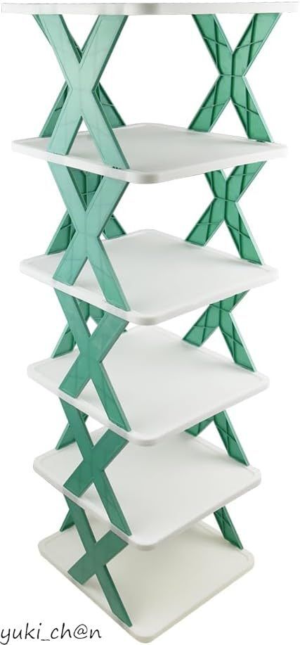 折り畳み式シューズラック 6層 コンパクト 省スペース 下駄箱 スニーカー ヒール サンダル ブルー拍卖