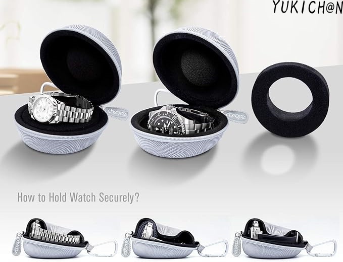 時計ケース 腕時計 ケース シングル 収納 ボックス スマート時計用 ウォッチケース 50mm Lサイズ ラベル 旅行 出張 持ち運び シルバー拍卖