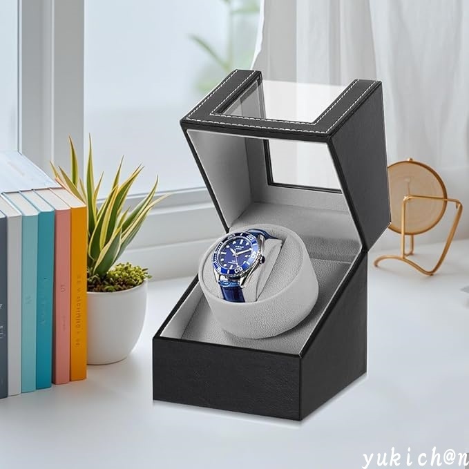 ワインディングマシーン 1本巻き ウォッチワインダー 自動巻き時計ワインディングマシーン 新型の腕時計自動巻き上げ機 ブラック拍卖