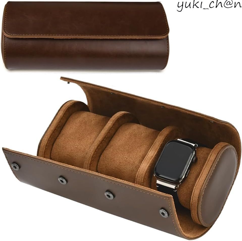 腕時計 ケース 時計ケース ウォッチケース 持ち運び PUレザー ジュエリーボックス 時計収納ケース 3本用 Brown拍卖