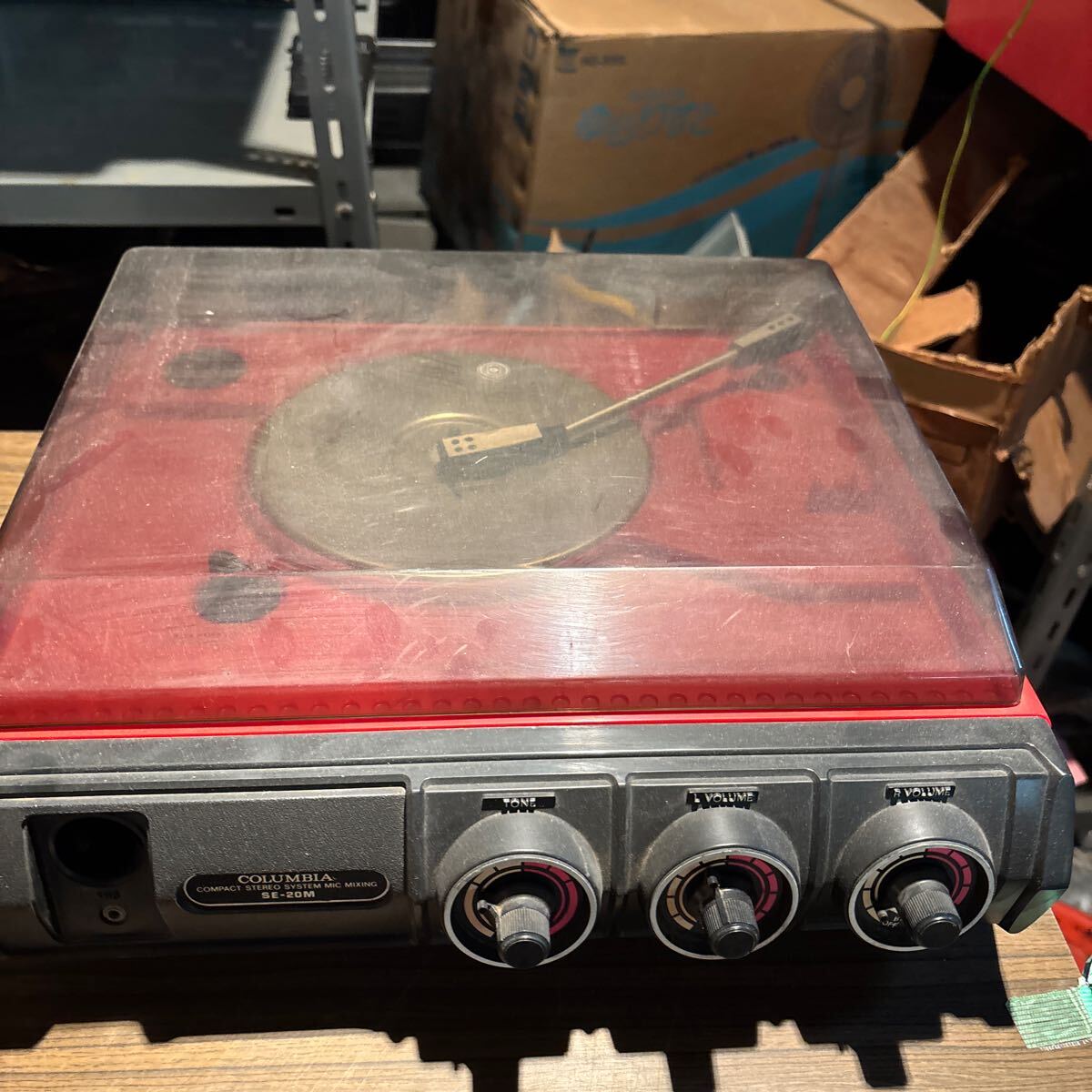 12-141 【通電のみ確認】テーブル レコードプレーヤー レトロ コロムビア SE-20M拍卖