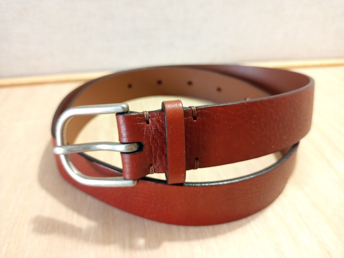 一枚革ベルト ウエスト70cm~85cm 28mm幅 茶色拍卖