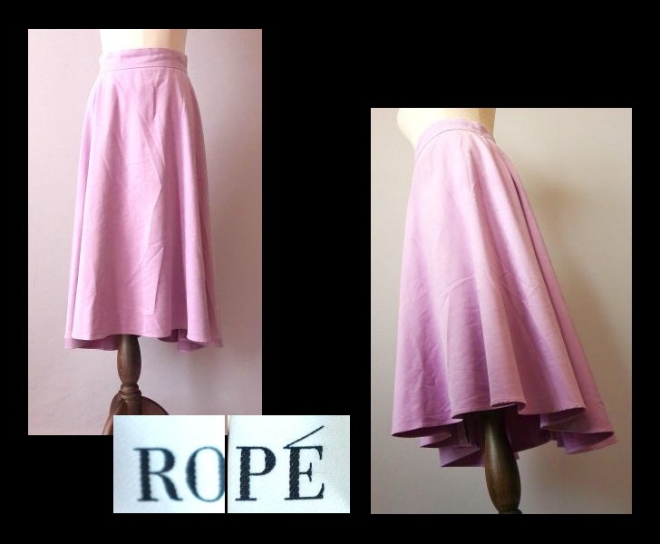 【087-130】ROPEロペ★藤色フレアースカート/日本製サイズ38拍卖