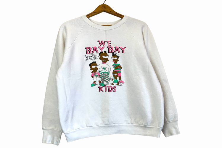 80sビンテージUSA製FruitOfTheLoomフルーツオブザルームSimpsonシンプソンズパロディプリントクルーネックスウェットトレーナーL白r70拍卖