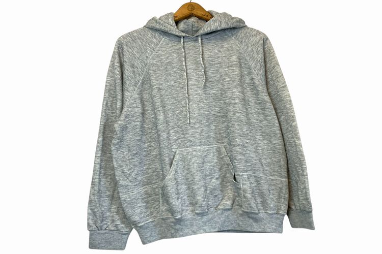 グッドスタイルカラー!!USA製ビンテージBASSETT WALKERバセットウォーカー無地プルオーバースウェットパーカM相当霜降りグレーアメカジr98拍卖