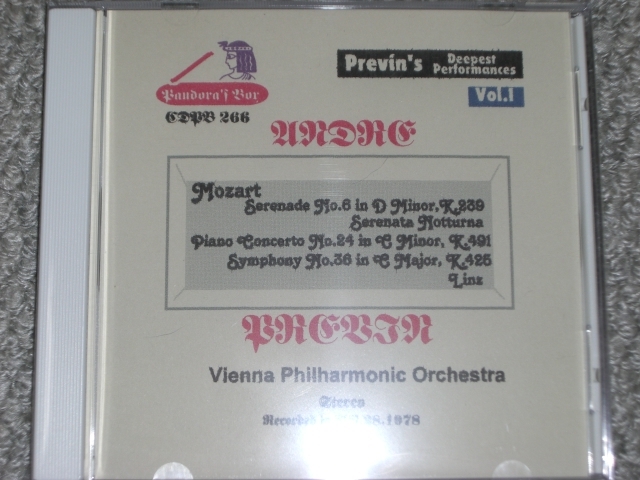 プレヴィン(P)&指揮!モーツァルト:ピアノ第24、他。VPO 拍卖