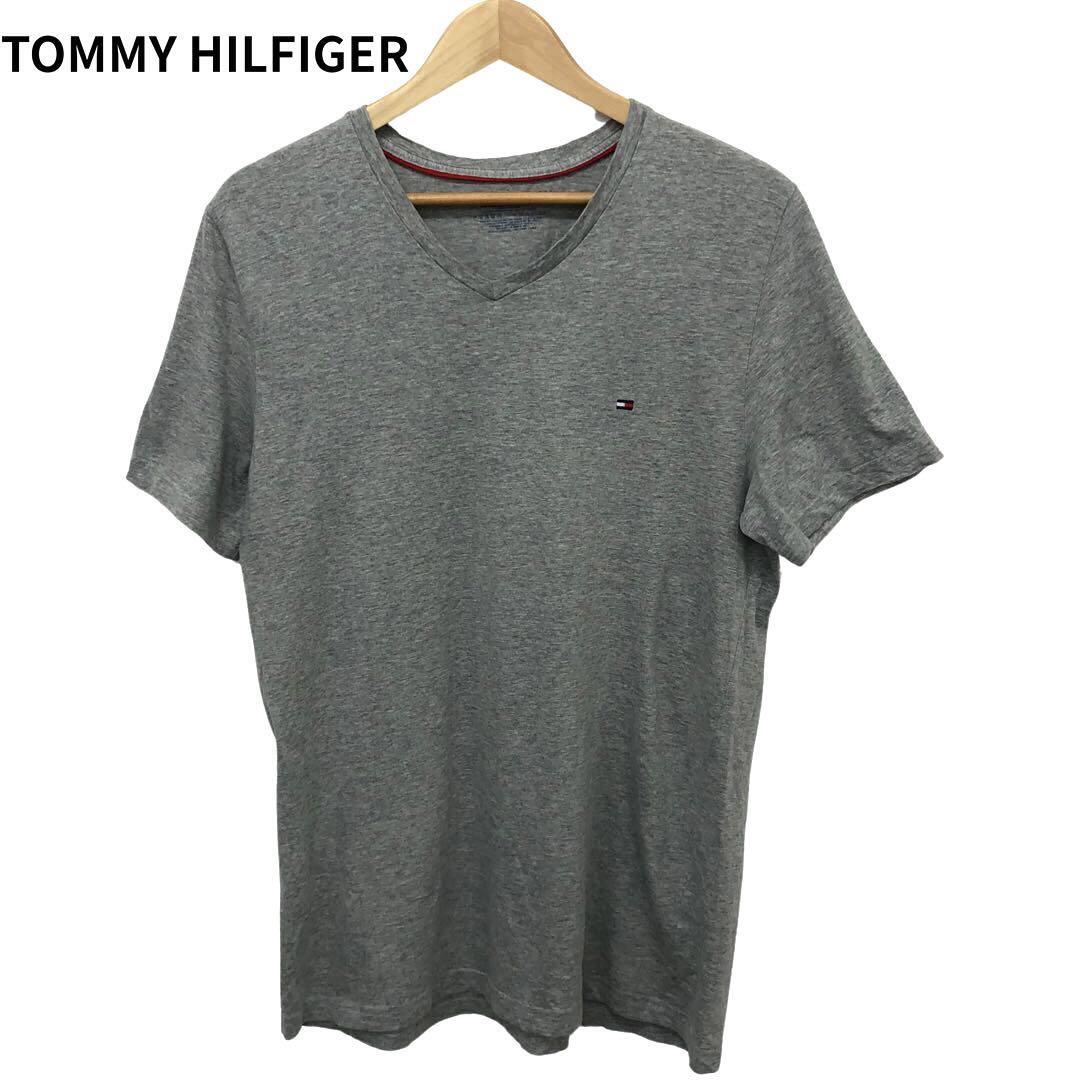 トミーヒルフィガー グレー Vネック Tシャツ アウトドア メンズ 半袖 M拍卖