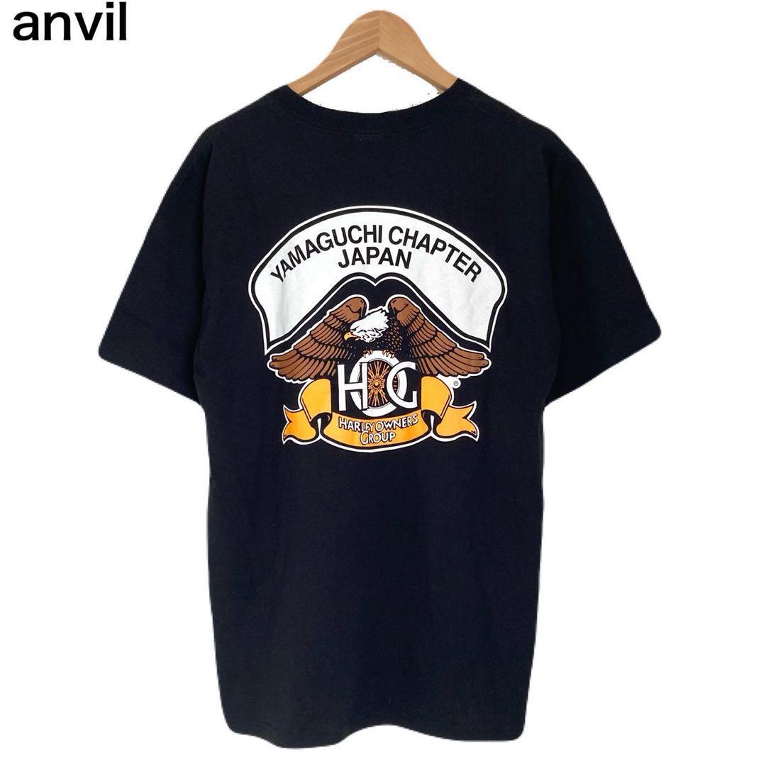 アンビル 90s Tシャツ バックプリント アニマル タカ ブラック 半袖 M拍卖