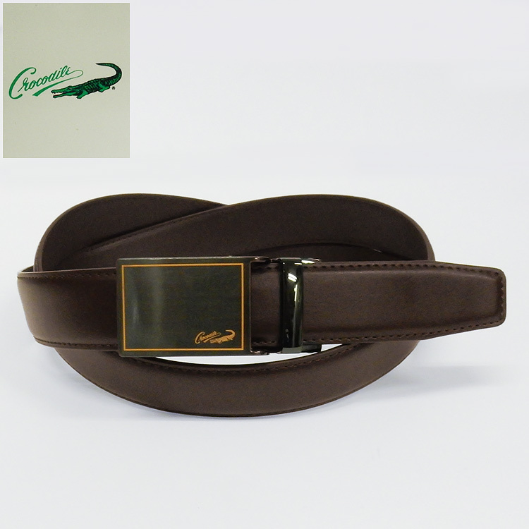 crocodile クロコダイル チョコ茶 レザーベルト スマートロック ビジネスベルト ロングサイズ 110cm対応 5crf93-21l拍卖