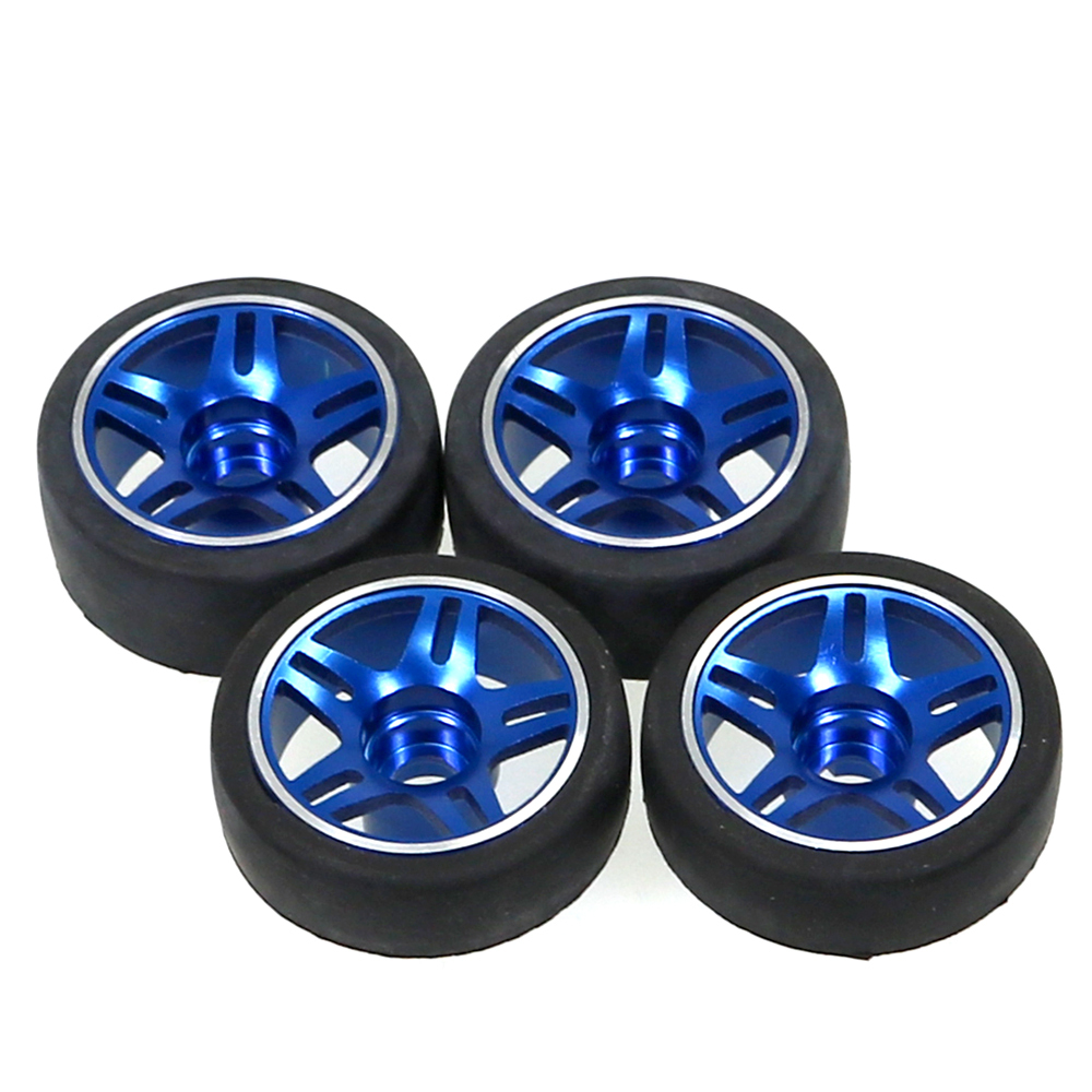 ▲ミニッツMR01,M02,M03用デュアル6スポークアルミホイール&タイヤ【ブルー】1738-BL(ゆうパケット)拍卖