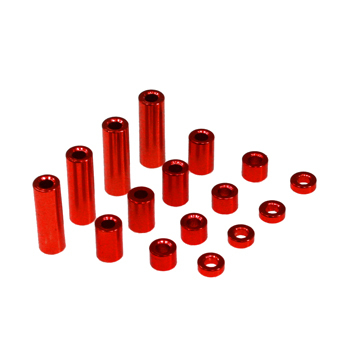 ▲ミニ四駆用アルミ内径2mmスペーサー4種セット【レッド】MINI4-S001-RE(ゆうパケット)拍卖