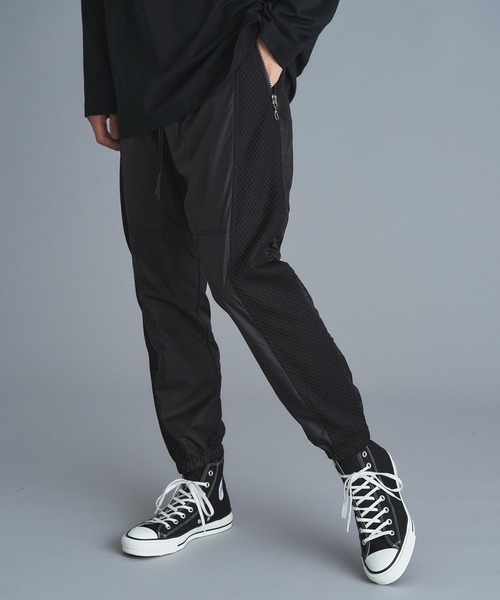 onegravity "Jog Pants" ラッセルメッシュコンビネーションパンツ ジョガー 黒拍卖