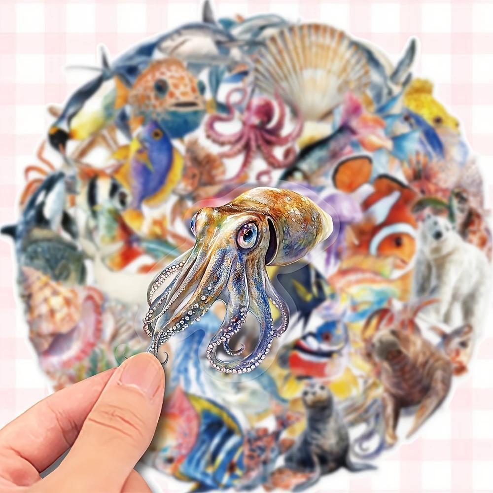 ◆海洋生物/ オーシャンライフステッカー 50枚 ※スマホ・文具・楽器・スケートボード等に! A拍卖