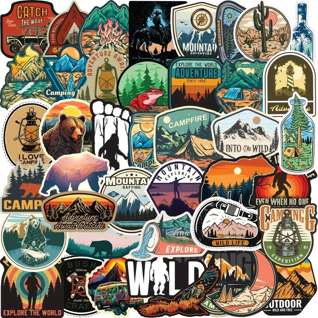 アウトドアハイキングアドベンチャーキャンプステッカー 50枚 ★スマホ・文具・楽器等に! F拍卖