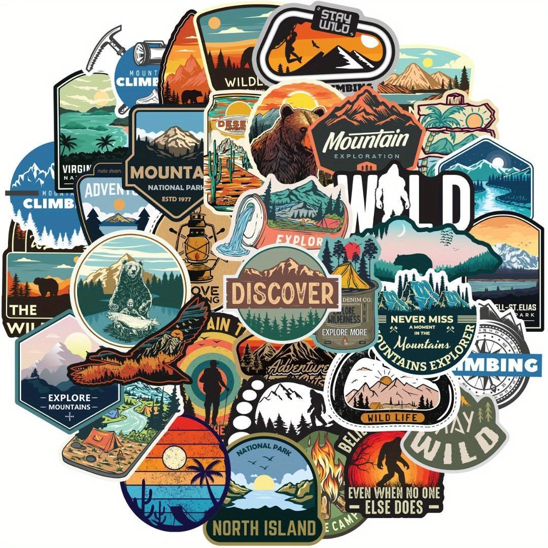 アウトドア屋外キャンプステッカー 50枚 ◇スマホ・パソコン・楽器・スーツケース・スケートボード等に! B拍卖