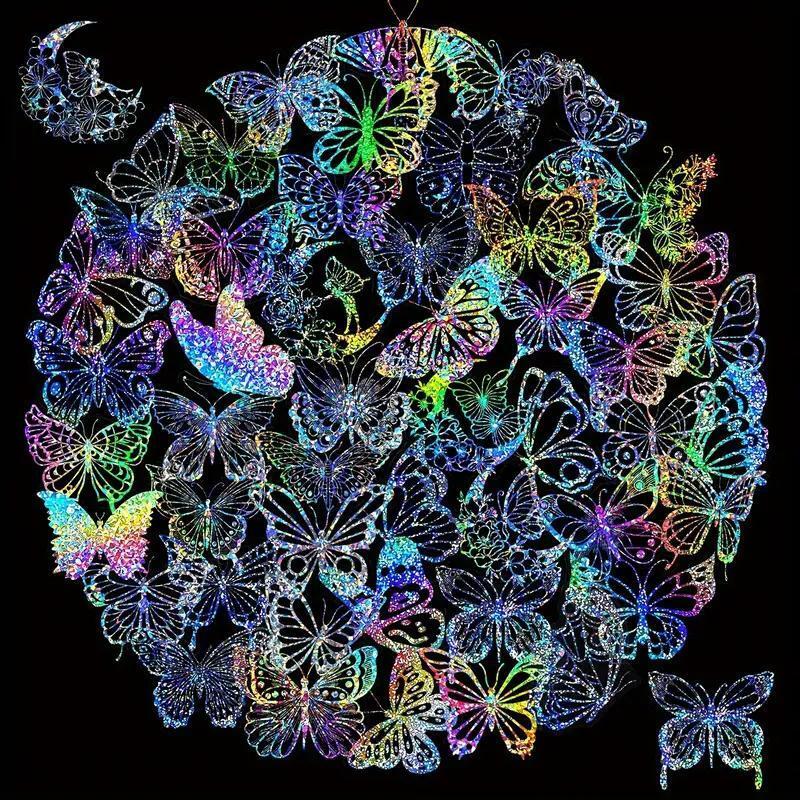 ホログラフィック蝶・バタフライステッカー 100枚 スマホ・パソコン・バイク・スーツケース等に! E拍卖