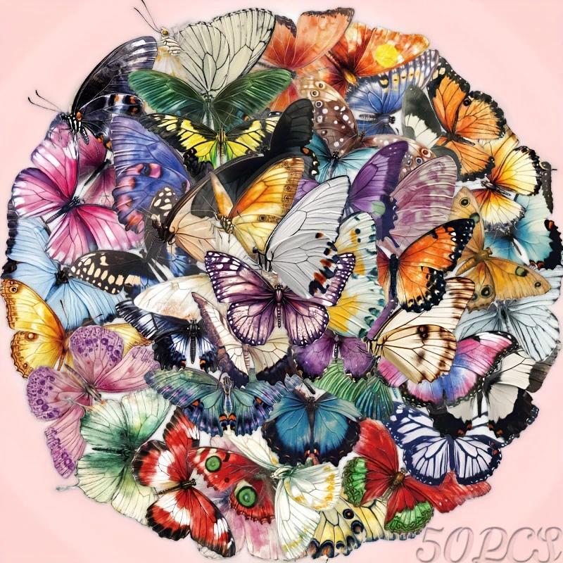 ☆エレガントな蝶のステッカー 50枚 ◇スマホ・パソコン・楽器・スーツケース等に! A拍卖