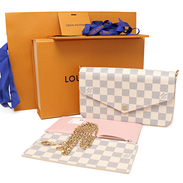 新品 ルイヴィトン ダミエアズール ポシェットフェリシー M40491 直営店購入品 財布 ショルダーバッグ クラッチバッグ拍卖