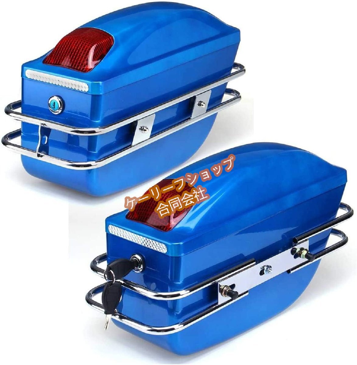 ユニバーサルオートバイのサイドボックス荷物タンクテールツールバッグハードケースサドルバッグサイドトランクYa-Ma-Ha用 青い拍卖