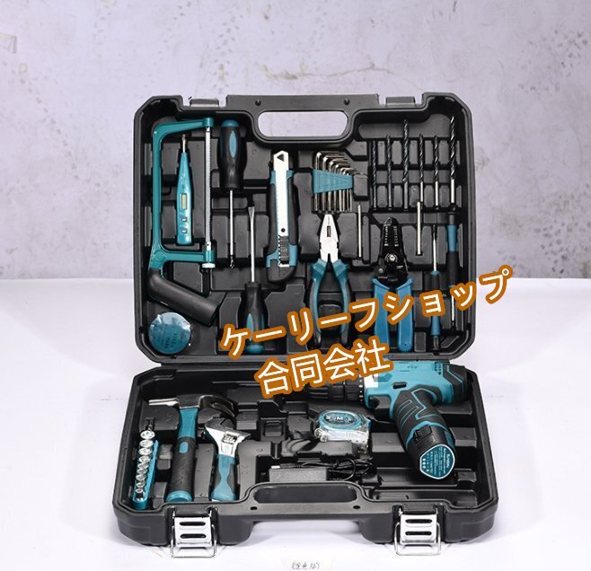 【ケーリーフショップ】49点式 リチウムイオンドリルセット 家庭用DIY工具セット(工具箱付き)多機能・金属/木材対応拍卖