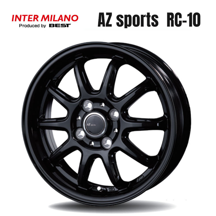 送料無料 ベスト BEST AZ sports RC-10 (GBK) 5.5J-15 +50 4H-100 (15インチ) 4H100 5.5J+50【4本セット 新品】拍卖