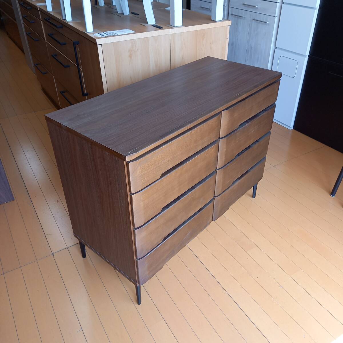 未使用訳あり 幅100 4段8杯 洋風チェスト ナチュラル ブラウン 衣類収納 衣裳タンス 天然木桐 チェスト 洋服タンス 和ダンス 収納タンス拍卖