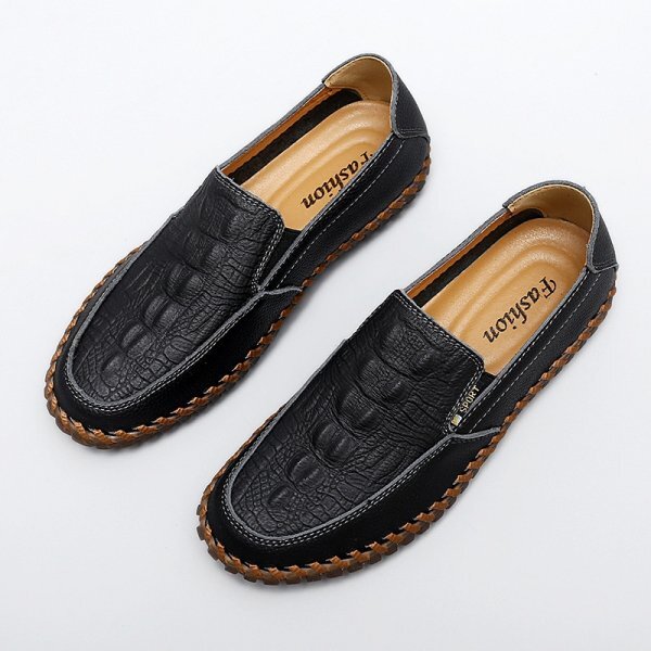 新品★未使用 ドライビングシューズ スリッポン ローファー メンズ 春夏秋 男性靴 ワニ柄 軽量柔らかい【8513】黒 25.0cm拍卖