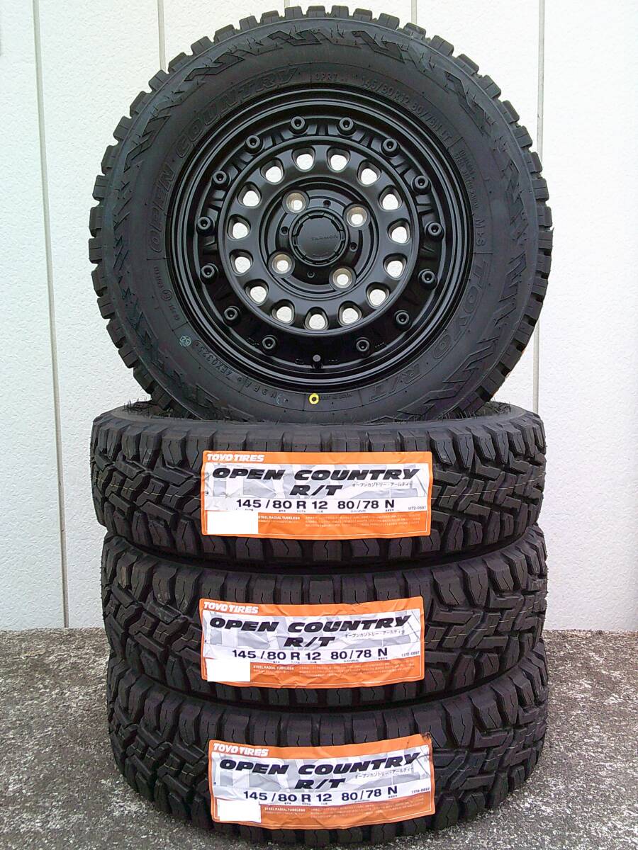 新品セット☆TOYOオープンカントリーR/T☆145/80R12☆軽バン・軽トラ・ハイゼット・エブリィ・サンバー・クリッパー・キャリィ等☆Hm拍卖