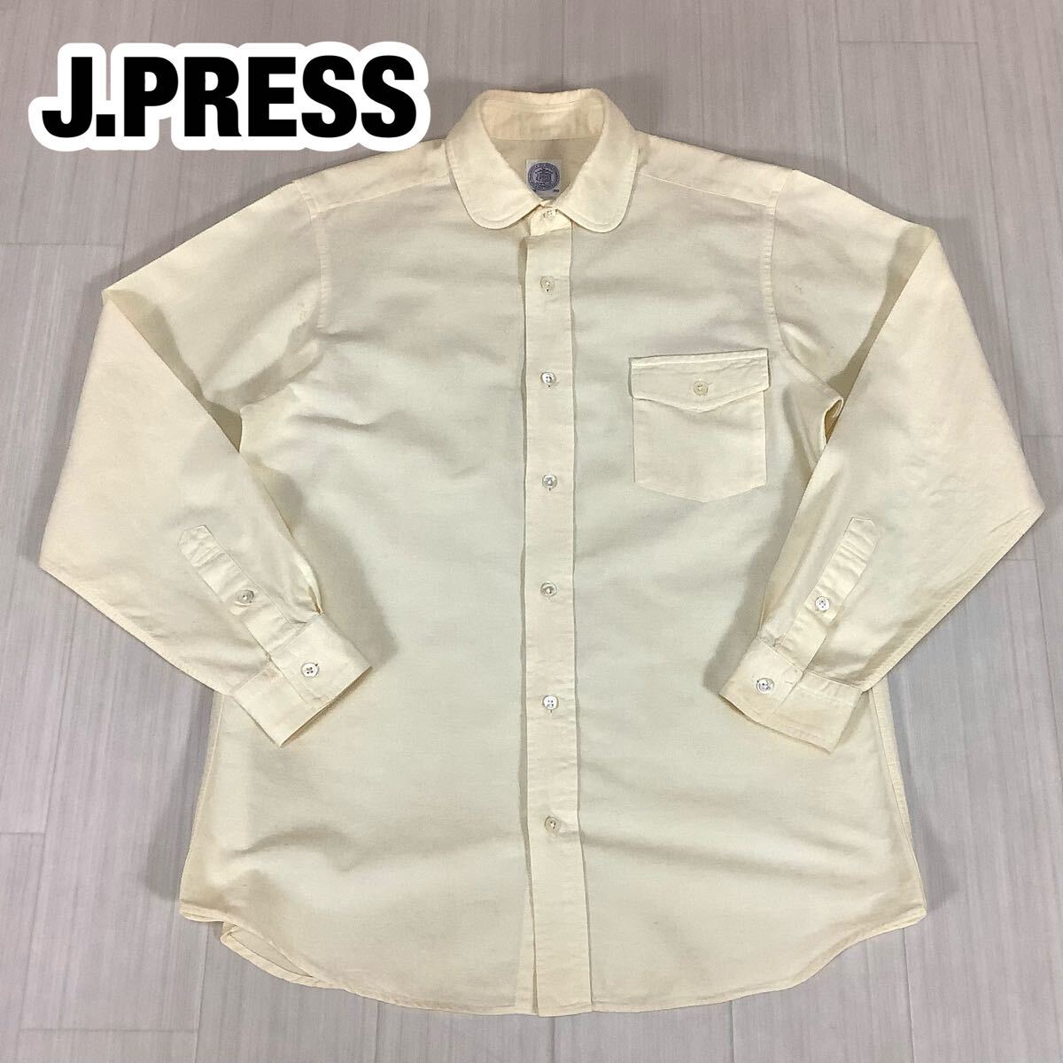 J.PRESS ジェイプレス 長袖シャツ ブラウス 9号 ライトイエロー オンワード拍卖