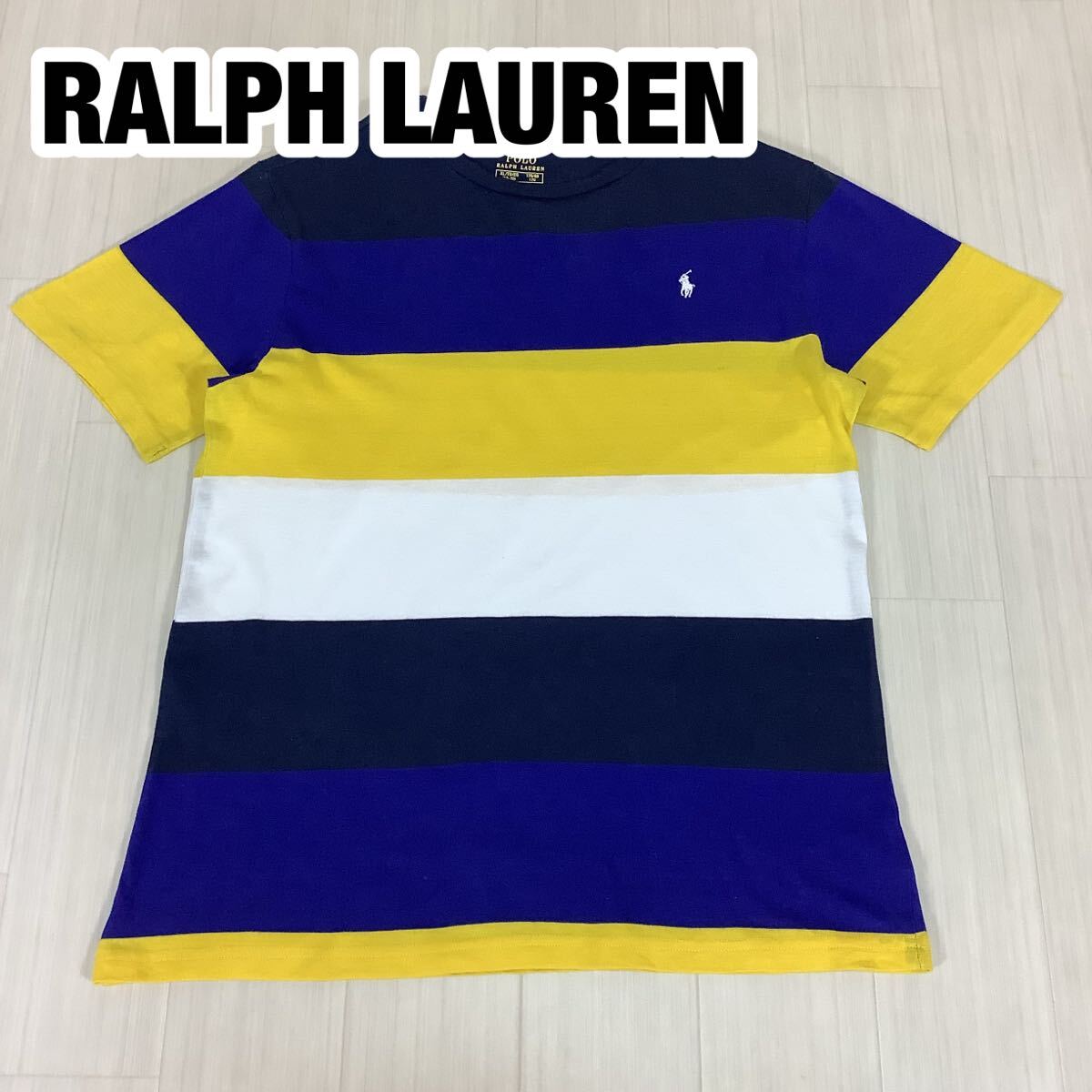 POLO RALPH LAUREN ポロラルフローレン 半袖Tシャツ ボーイズサイズXL 太ボーダー マルチカラー 刺繍ポニー拍卖