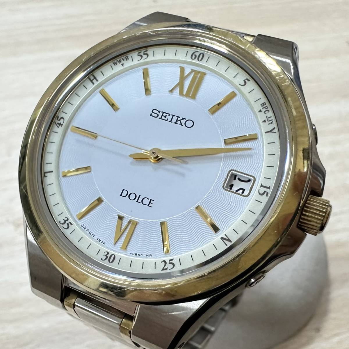 セイコードルチェ SEIKO DOLCE エクセリーヌ 腕時計 ソーラー ソーラー電波 7B24-0AX0 10BAR アナログ 白文字盤 ゴールド【3478拍卖