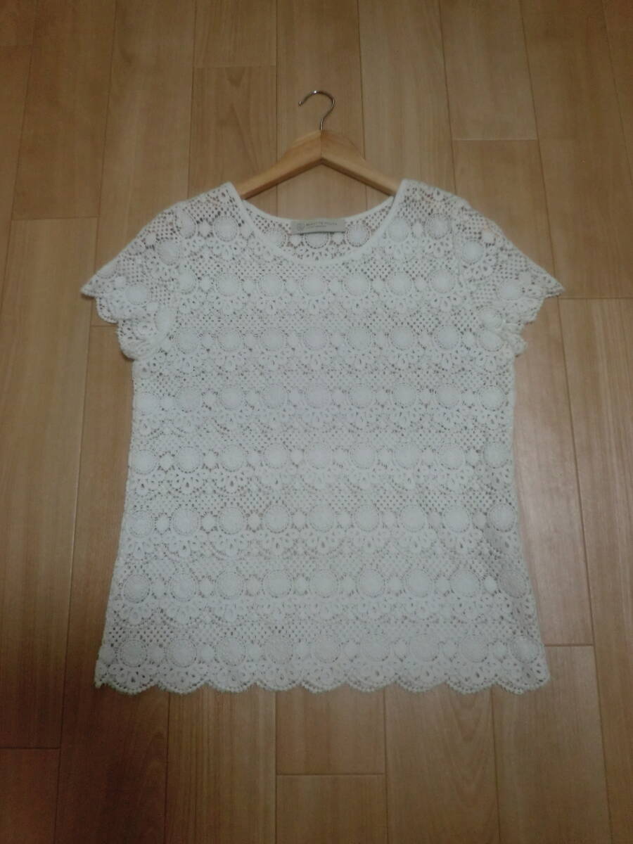 BEAUTY & YOUTH UNITED ARROWS ビューティーアンドユース レースカットソー 半袖 レディース トップス ホワイト 日本製拍卖