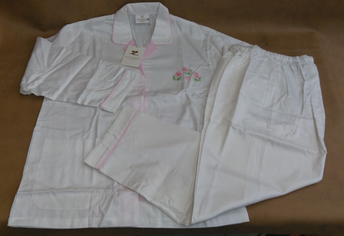 courreges クレージュ パジャマ 長袖 上下セット Mサイズ 綿100% ルームウェア レディース拍卖