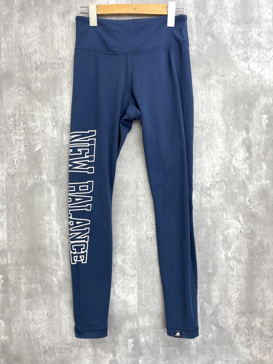 ゆうパケットOK New Balance ニューバランス 綿混 ロゴ トレーニング ウェア レギンス パンツ sizeM/紺 ■■ ☆ fea8 レディース拍卖