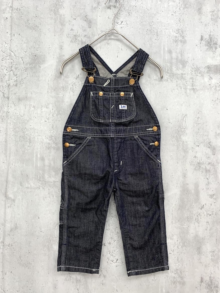 ゆうパケットOK Lee KIDS リーキッズ デニム調 コットン 男女兼用 サロペット オーバーオール size80/黒系 ■■ ☆ feb2 子供服拍卖