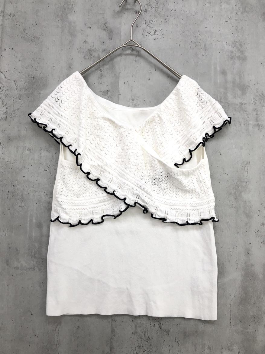 ゆうパケットOK JILL by JILL STUART ジルバイジルスチュアート クロス ラップ ニット セーター sizeFR/白 ■◆ ☆ feb5 レディース拍卖