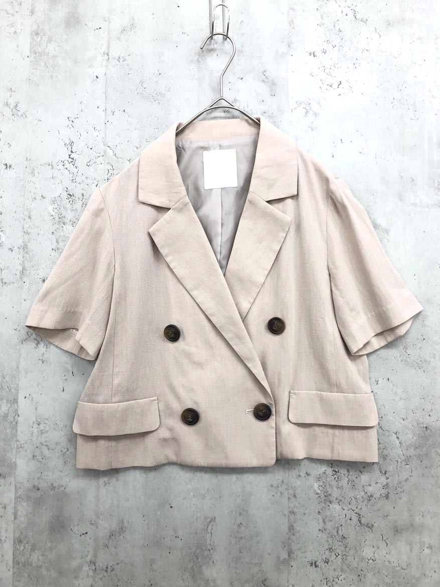 ゆうパケットOK FREE’S MART フリーズマート 麻調 Wブレスト ショート ジャケット sizeXS/ベージュ ■◇ ☆ fec8 レディース拍卖