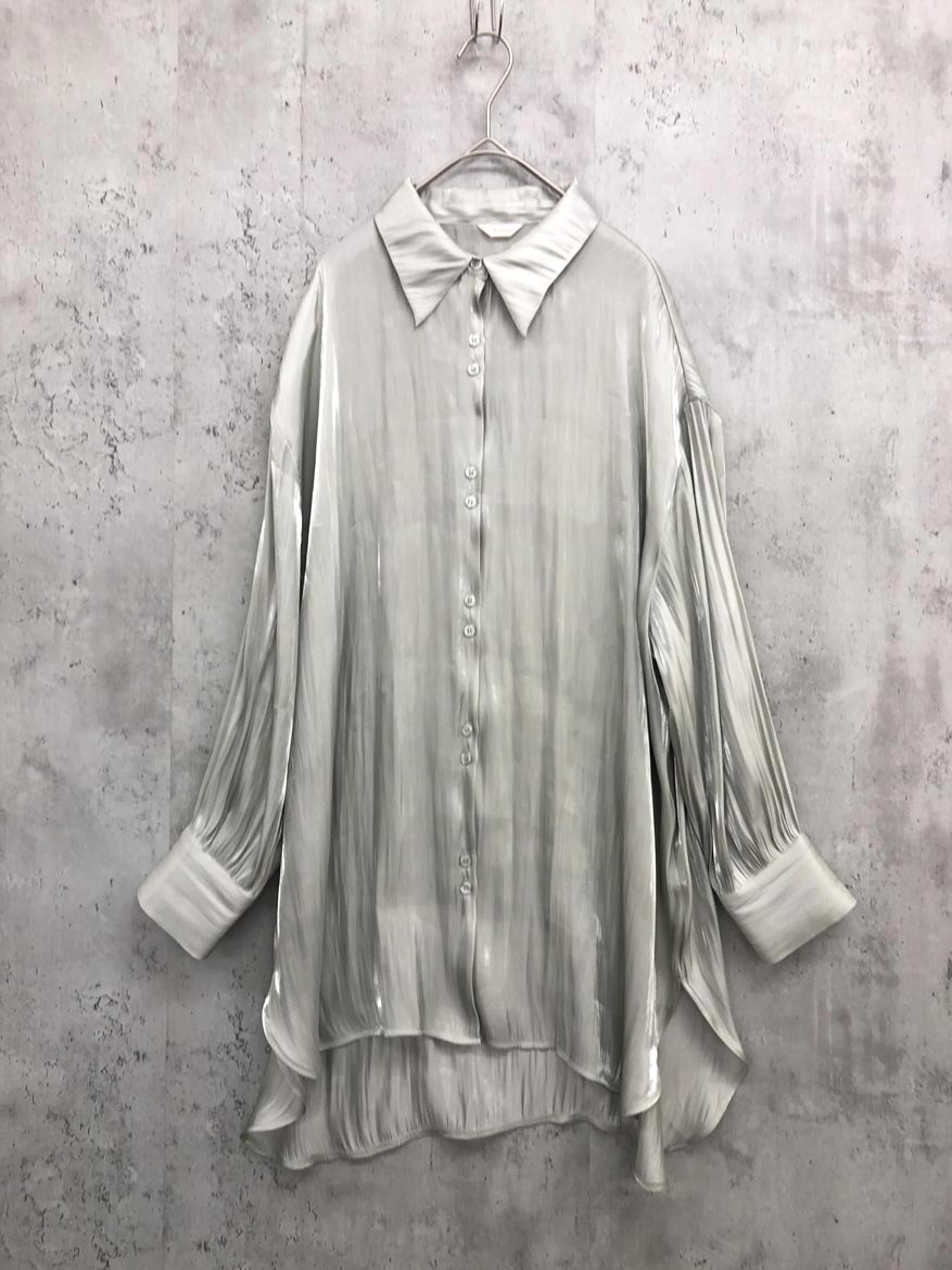 ゆうパケットOK Te chichi テチチ 割線 サテン チュニック シャツ sizeF/グリーン系 ■◇ ☆ fec8 レディース拍卖