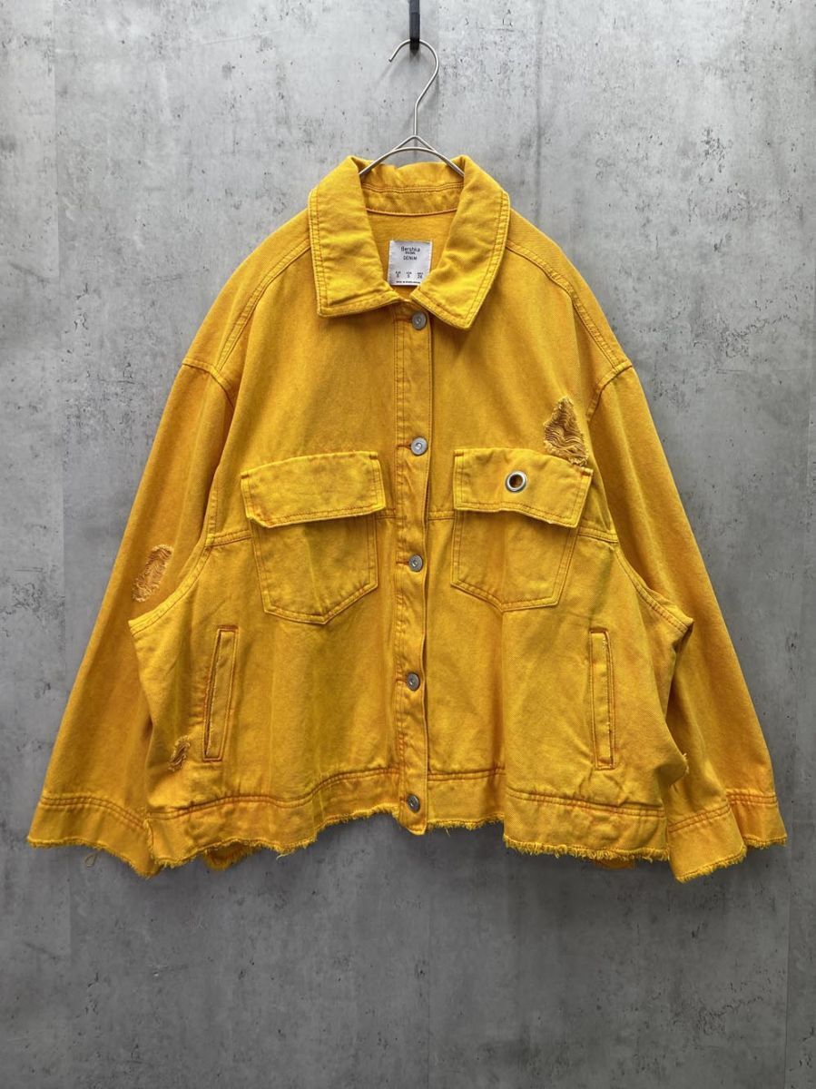 Bershka BSKGIRL ベルシュカ Gジャン デニム ジャケット sizeS/黄 ■◇拍卖