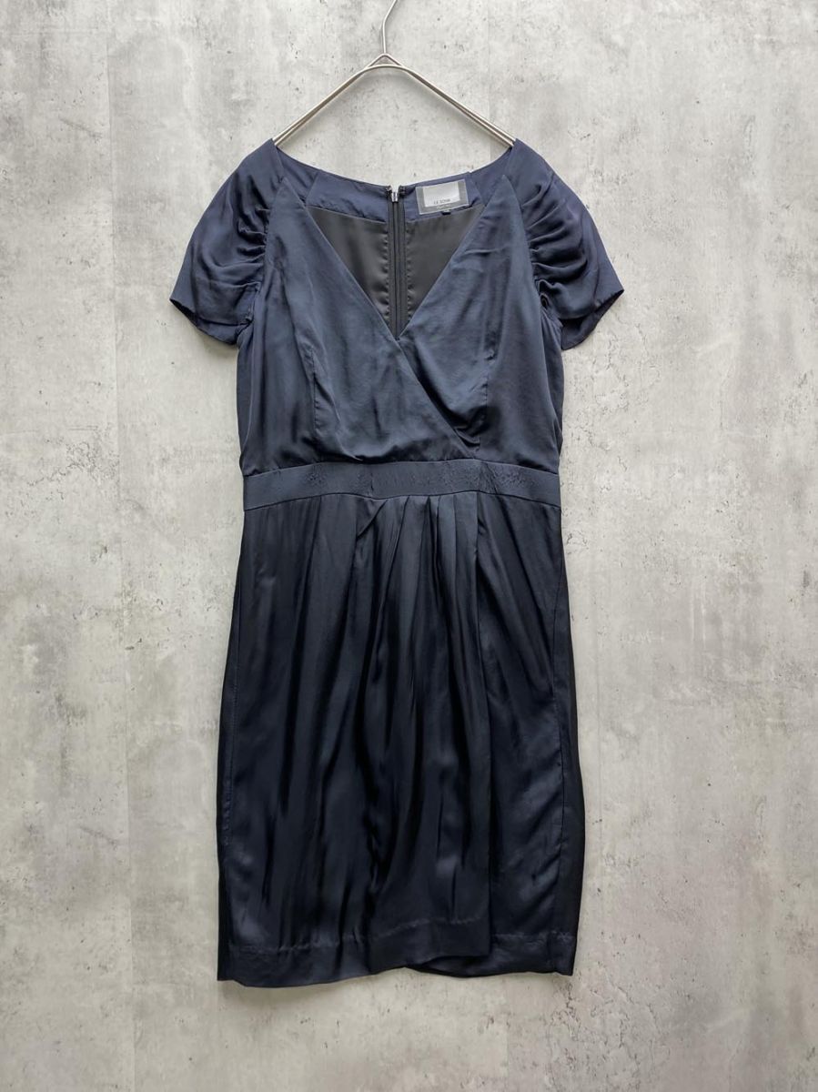 ゆうパケットOK LE SOUK ルスーク ワンピース size36/濃紺 ■◆拍卖