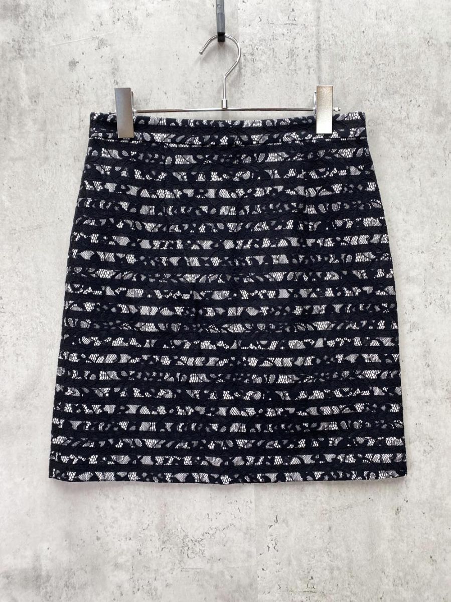 ゆうパケットOK 新品 Rouge vif la cle ルージュヴィフ ラクレ アバハウス 日本製 レース ボーダー タイト ミニ スカート size38/黒 ■◆拍卖