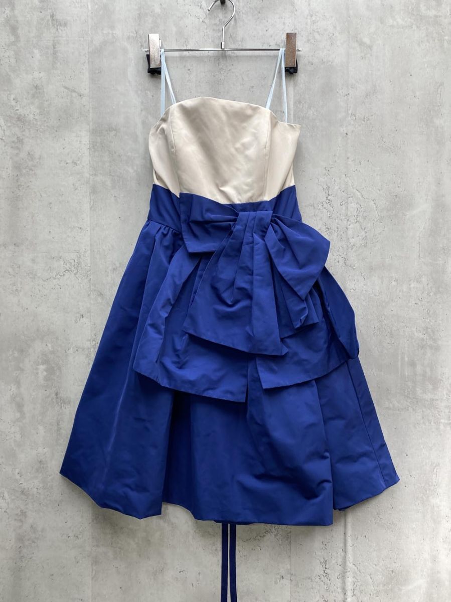 ゆうパケットOK Aimer エメ ストラップレス リボン レースアップ ミニ ドレス ワンピース size9号/青 ■◇拍卖