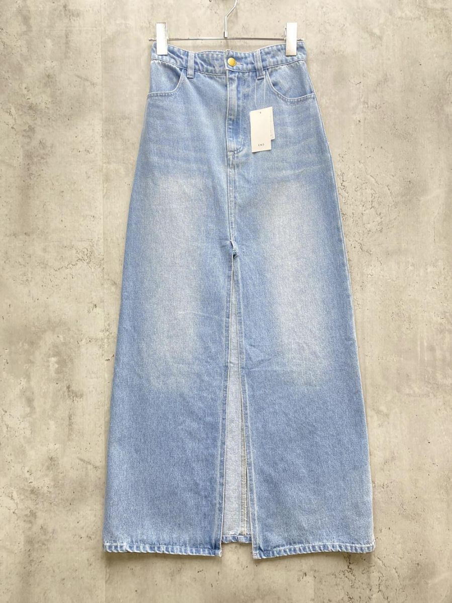 ゆうパケットOK ENC エンク 77-004543 フロントスリット ロング デニムスカート sizeS/ライトブルー ■◆拍卖