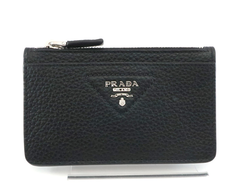 未使用 プラダ ヴィッテロ ダイノレザー フラグメントケース コイン カードホルダー 黒 ブラック 2MC084 PRADA /33997拍卖