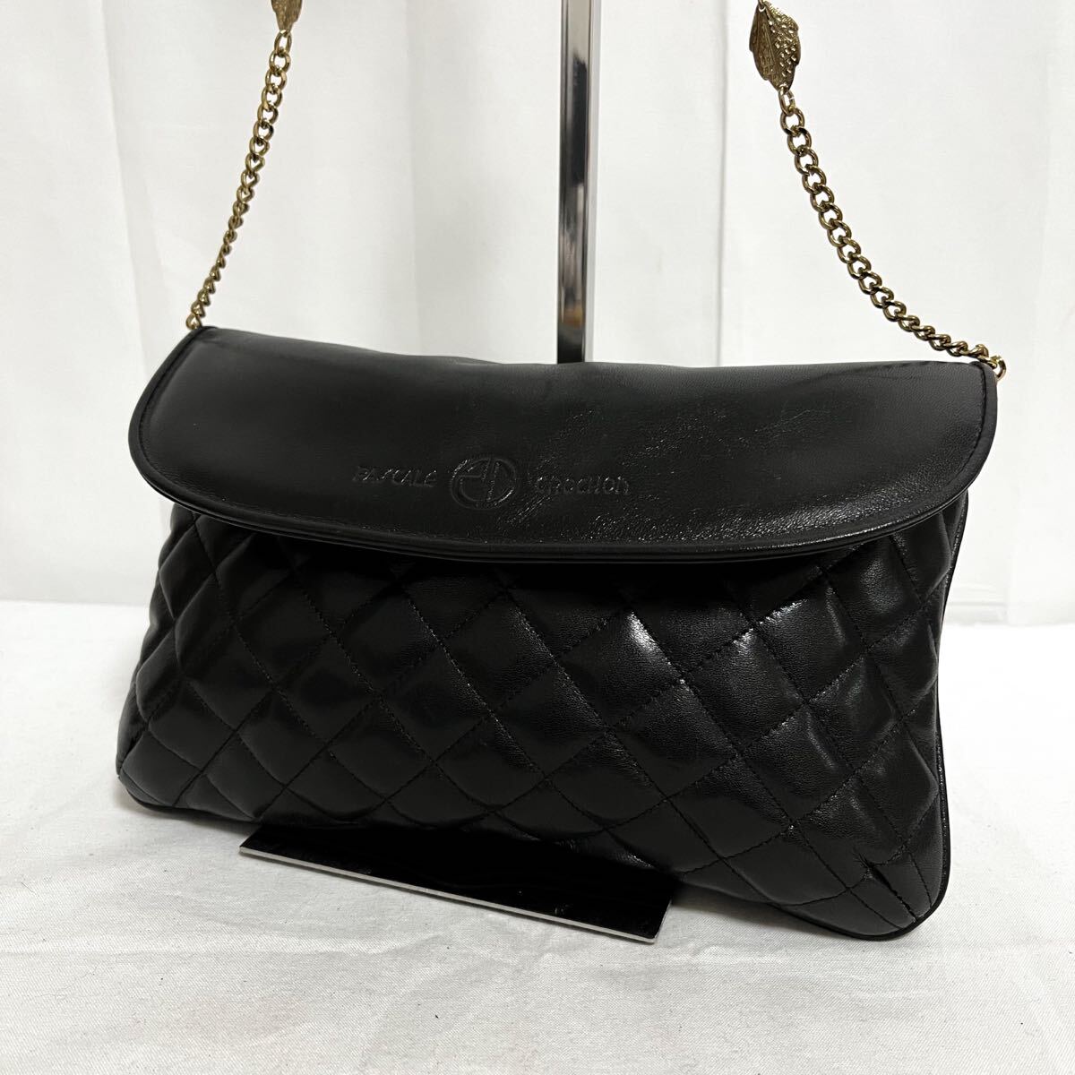和726★① PASCALE CROCHON パスカルクロション ショルダーバッグ チェーンバッグ キルティング ブラック レディース拍卖