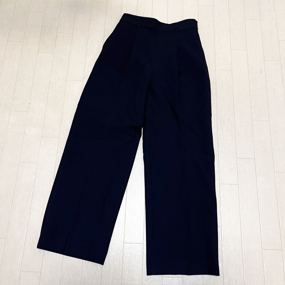 和743★ GREEN LABEL RELAXING グリーンレーベルリラクシング タックパンツ ワイドパンツ ボトムス 36 ネイビー レディース 3514-144-1753拍卖