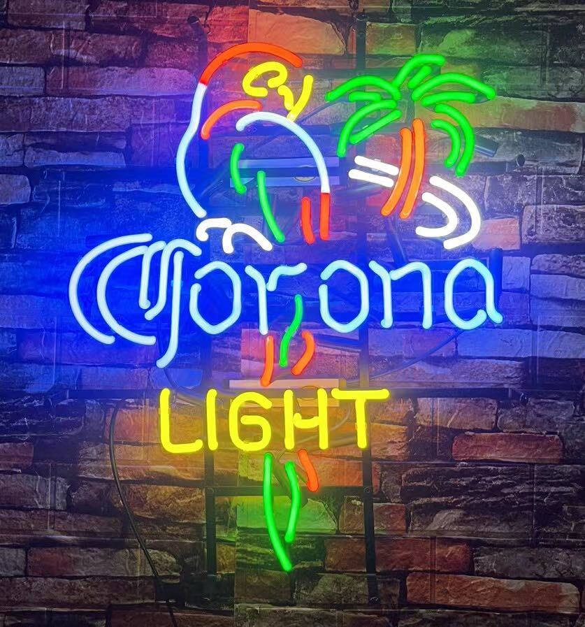 オリジナル ネオンサイン CORONA LIGHT 鳥 ヤシの木 ビール看板 インテリア 拍卖